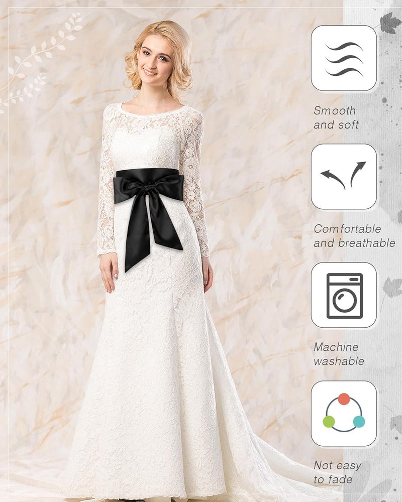 Glitopper Women Satin Waist Belts Dress Sash Waist Belt for Special Occasion Bridal Wedding Prom Formal 3.5'' Wide - Image 3